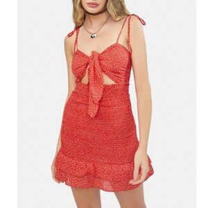 MABLE Junior's Day To Night Red Ditsy Floral Mini Dress Ruffled Size M